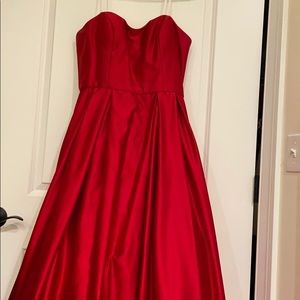 Red a line ball gown